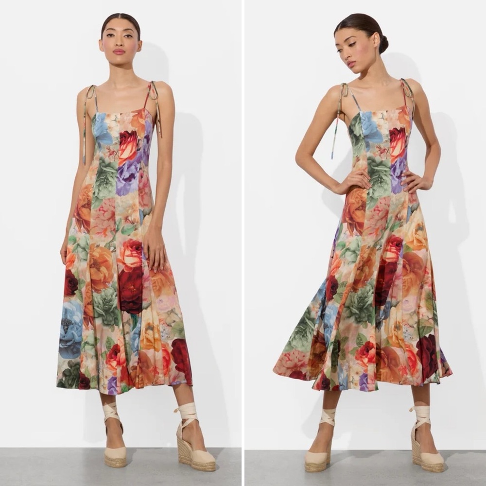 Alice + Olivia Multicolor Floral Midi Dress - Picture 6 of 13